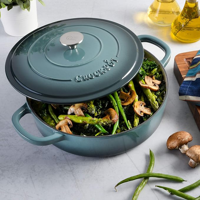 Crock-Pot Crock Pot Artisan Enameled Cast Iron Braiser W/Lid, 5 Quart, Slate Gray (Pack of 2)
