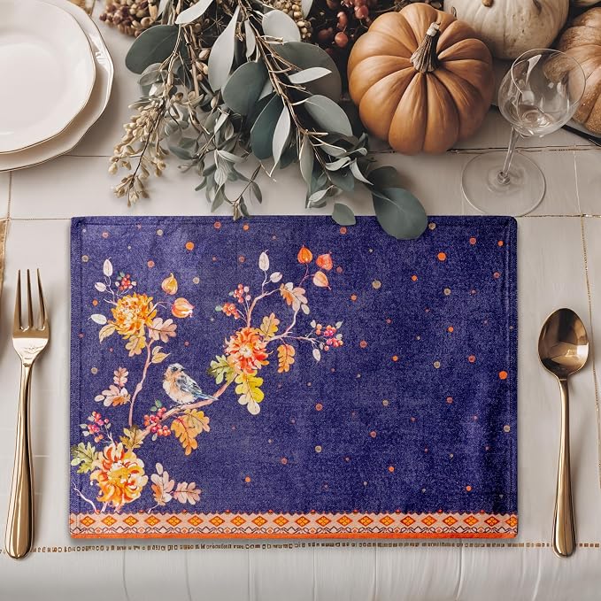 Maison d' Hermine Placemats Set of 4 Reusable 100% Cotton (13"x19") | Cloth Place Mats Washable Table Mats for Kitchen Dining Party Wedding Hotel Home Thanksgiving Christmas - Kelim - Infinity