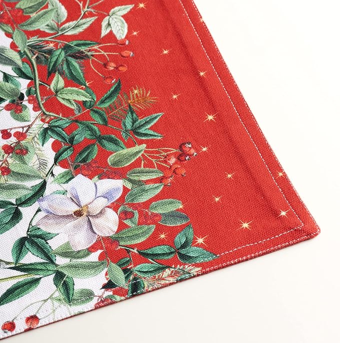 Maison d' Hermine Placemats Set of 4 Reusable 100% Cotton (13"x19") | Cloth Place Mats Washable Table Mats for Kitchen Dining Party Wedding Hotel Home Thanksgiving Christmas - Noel