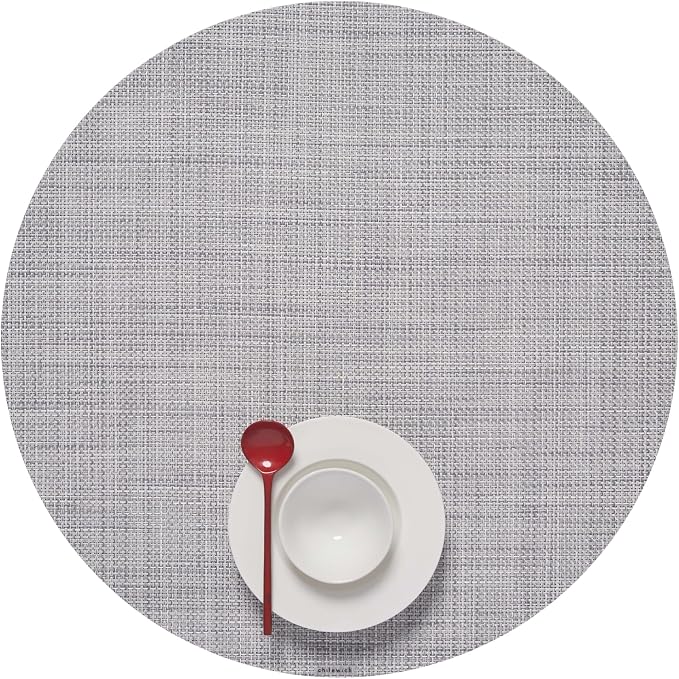 Chilewich Mini Basketweave Placemats, Round Woven Placemats Set of 4 | Reusable, Stain-Resistant, Indoor/Outdoor Tabletop Protection, Mist, 15" Round