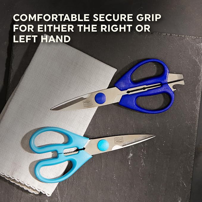 Chicago Cutlery 2-Pack Soft Grip Kitchen Scissors Shears With Bottle Opener, All Purpose Stainless Steel Utility Scissors, For Everyday Kitchen Office Home Arts & Craft | Comfortable Handling | Stainless Steel Blades | Multi-Purpose Cutting | Precision...