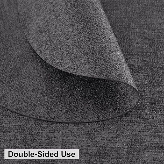 Round Faux Leather Placemat and Coaster 6 Packs, Washable Heat Resistant Dining Place Mats, Wipeable Double-Sided Table Mats for Indoor and Outdoor, Diameter 13 and 3.93 inch, Charcoal