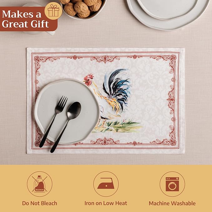 Maison d' Hermine Placemats Set of 4 Reusable 100% Cotton (13"x19") | Cloth Place Mats Washable Table Mats for Kitchen Dining Party Wedding Hotel Home Restaurant Spring Summer - Campagne