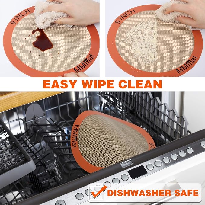 Best German Silicone Baking Mats - 8 inch | Set of 2 Round Non-Stick Reusable Air Fryer Linner, Non Slip, BPA Free, PFOA Free, Non-toxic, Dishwasher Safe