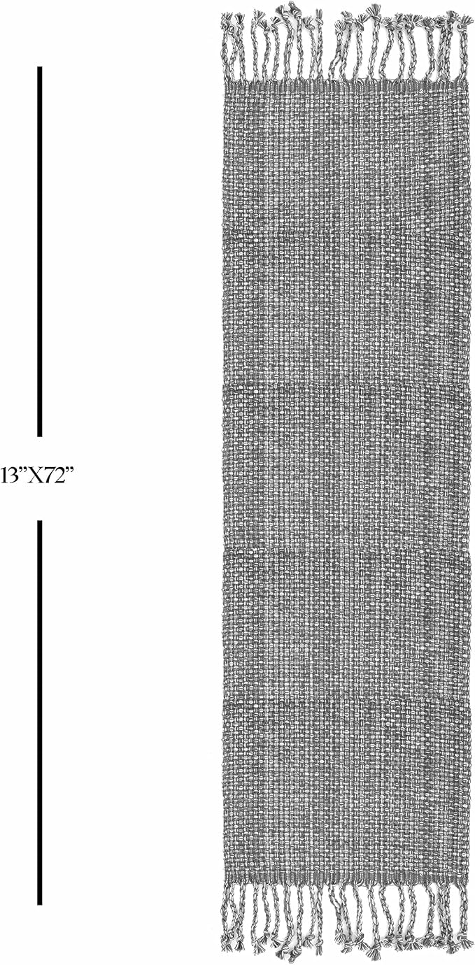 100% Cotton Table Runner for Dining Room Tables Rectangle Two Tone Woven Fabric 72" x 13" Soft Durable Table Runner, Gray