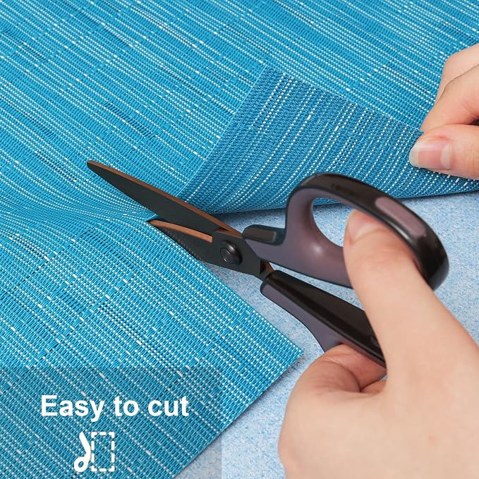 Myir JUN Placemats Set of 8 Kitchen and Dining Table Placemats | Vinyl Placemats Place Mats Indoor/Outdoor Set of 8 Washable Table Mats Non-Slip Place mats for Dining Table, Blue