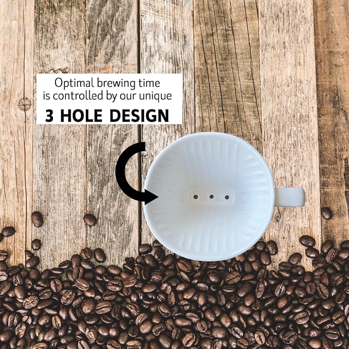 Simply Charmed Pug Coffee Pour Over Single Cup Ceramic Brewer Coffee Maker with Melitta Filters