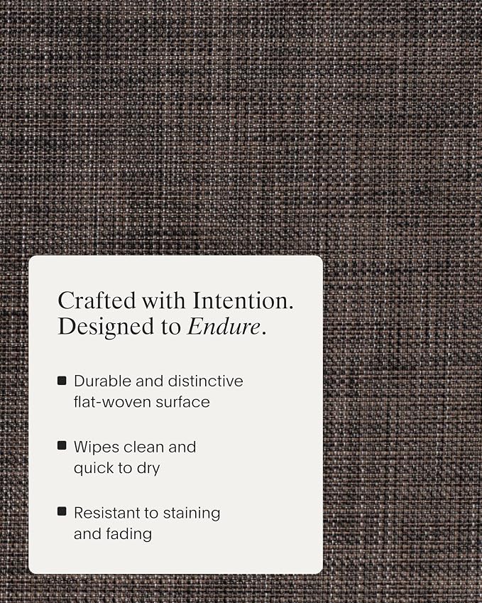 Chilewich Mini Basketweave Placemats, Round Woven Placemats Set of 4 | Reusable, Stain-Resistant, Indoor/Outdoor Tabletop Protection, Dark Walnut, 15" Round
