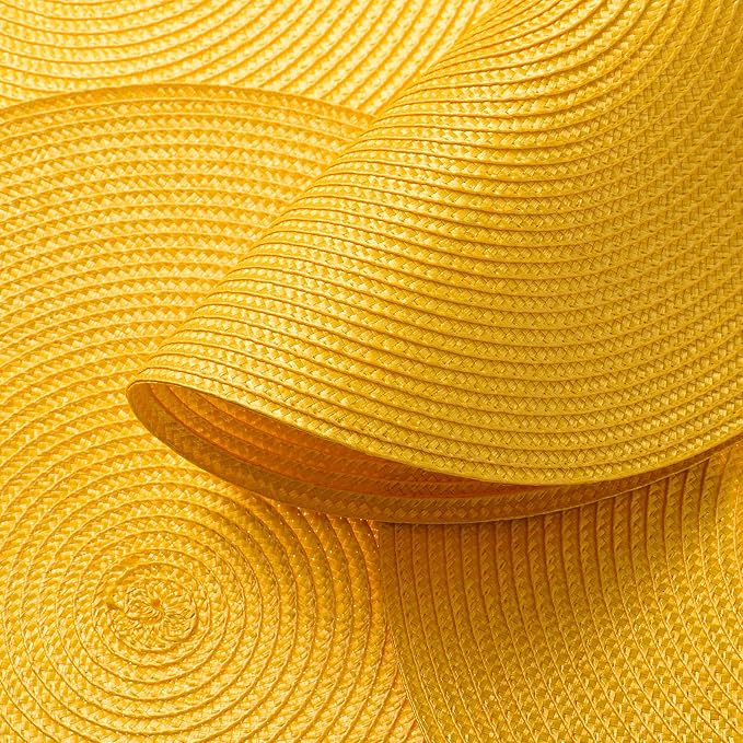 AHHFSMEI Round Placemats Set of 8 Heat Resistant Washable Non-Slip Woven Braided Table Mats for Dining Table Kitchen & Home Decor (Yellow,8)