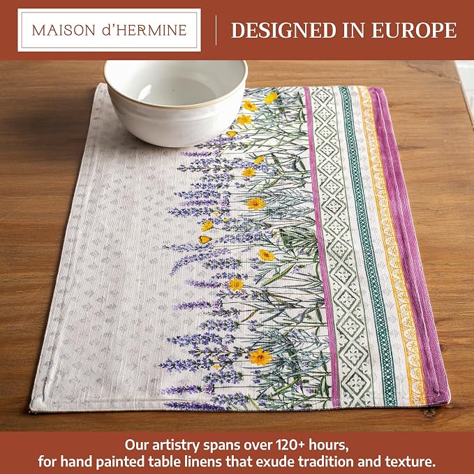 Maison d' Hermine Placemats Set of 4 Reusable 100% Cotton (13"x19") | Cloth Place Mats Washable Table Mats for Kitchen Dining Party Wedding Hotel Home Restaurant Spring Summer - Fanny Lavender