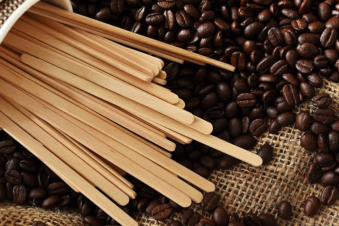 Birch Wood Coffee Stirrers, 7 Inch Round End Wooden Stir Sticks 1000 Pack