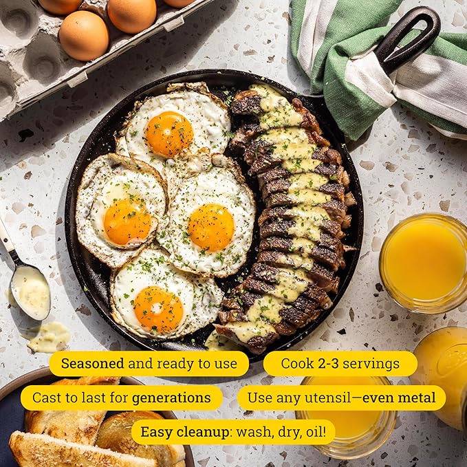 Lodge Round Seasoned Cast Iron Griddle 10.5 Inches - Round-Shaped, Pre-Seasoned Iron Griddle Pan - Non-Toxic, PFAS-Free Cookware - Compatible with Stovetop, Oven, Grill, or Campfire (Pack of 3)