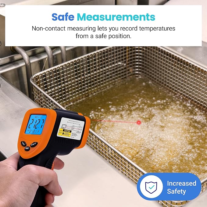 Etekcity Infrared Thermometer Laser Temperature Gun 774, Orange | Cooking, Pizza Oven, Griddle, BBQ, Meat, HVAC, Engine, Adjustable Emissivity, MAX Display, Surface Measurement