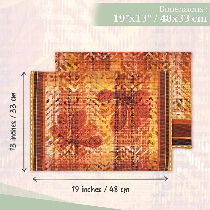 Maison d' Hermine Placemats Set of 4 Reusable 100% Cotton (13"x19") | Cloth Place Mats Washable Table Mats for Kitchen Dining Party Wedding Hotel Home Thanksgiving Christmas - Thanksgiving Tartan