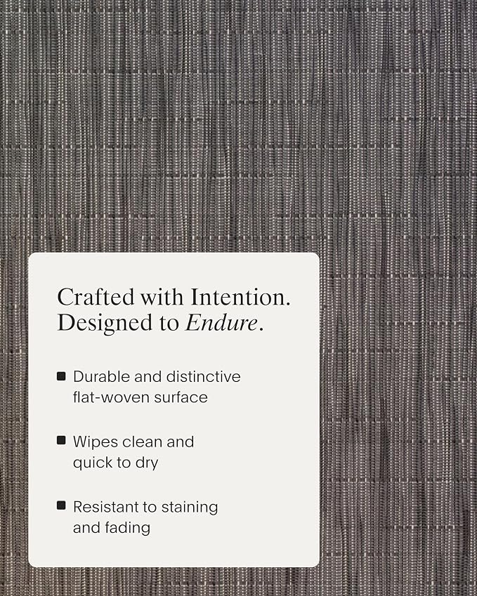 Chilewich Bamboo Placemats Set of 4, Woven Oval Placemats | Reusable, Stain-Resistant, Indoor/Outdoor Tabletop Protection, 19" x 14", Grey Flannel