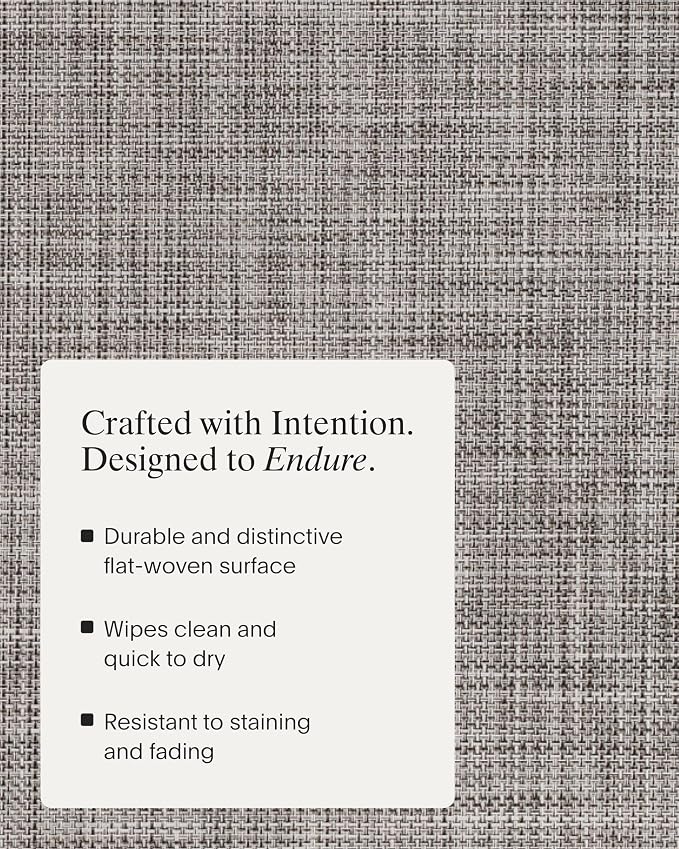 Chilewich Mini Basketweave Placemats, Round Woven Placemats Set of 4 | Reusable, Stain-Resistant, Indoor/Outdoor Tabletop Protection, Gravel, 15" Round