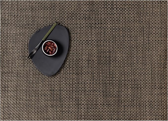 Chilewich Basketweave Placemats, Woven Rectangle Placemats Set of 4 | Reusable, Stain-Resistant, Indoor/Outdoor Tabletop Protection, Earth, 14" x 19"