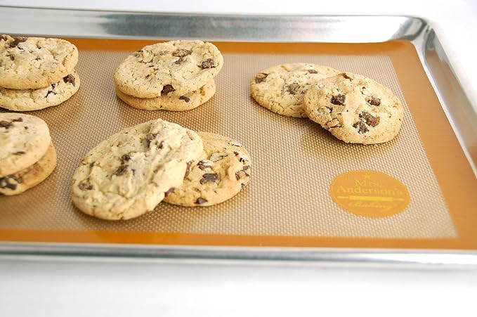Mrs. Anderson's Baking Non-Stick Silicone Baking Mat - Reusable Oven Liner & Pastry Mat - For Breads, Cookies, Roasting & More - Baker’s Essentials - Heat-Resistant to 480°F - Half-Size Baking Mat