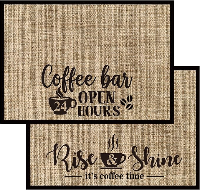 2 Pcs 20 x 14 Inch Coffee Placemats for Countertop,Fresh Style