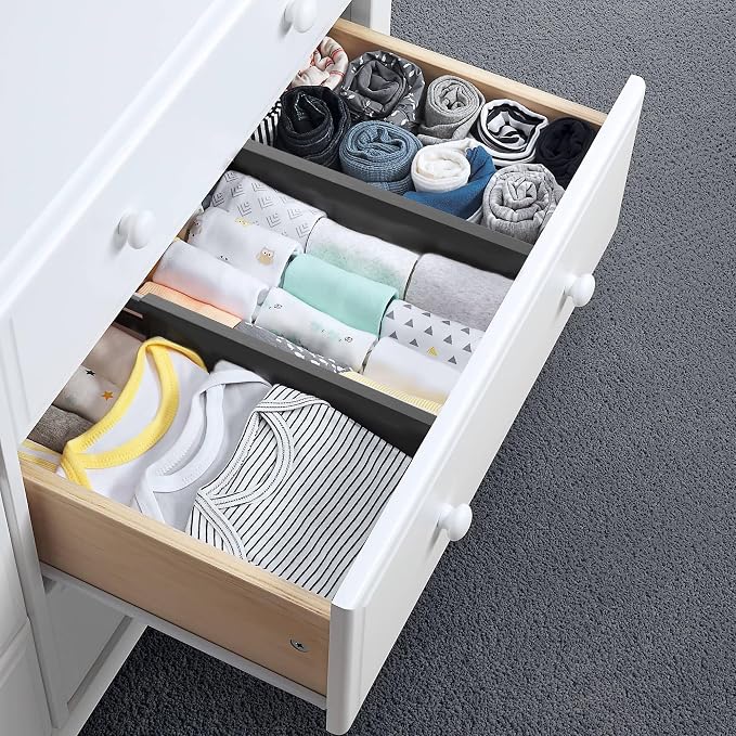Utoplike Bamboo Kitchen Drawer Divider, Black Utensil Drawers Organizer | Adjustable, Spring Loaded, Works in Kitchen, Dresser, Bathroom, Bedroom, Drawer, Desk, 2.4" H, Fit 17.8"-20.6" Inner Drawer