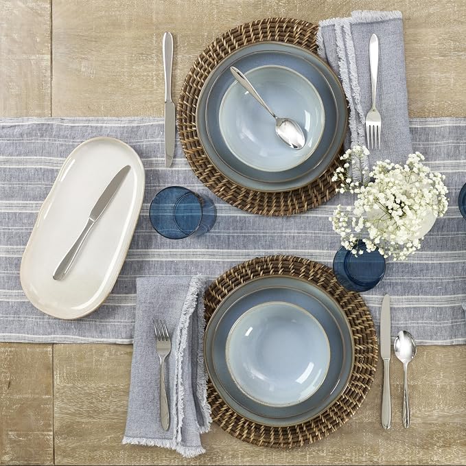 Oneida Organic Shades Oatmeal Stoneware 2-Piece Serving Platter Set | dishwasher safe, microwave safe | includes platter and serving bowl | 44oz, food tray, gift for women