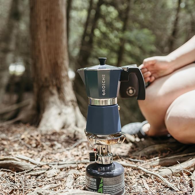 GROSCHE Milano Stovetop Espresso Maker Moka Pot 6 espresso Cup, 9.3 oz Blue | Cuban Coffee Maker And Italian Moka Pot For Stovetop Espresso; For Gas, Electric, And Propane Stoves With A Soft-Touch Handle