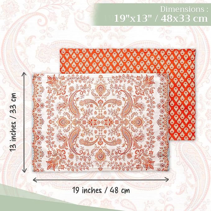 Maison d' Hermine Placemats Set of 4 Reusable 100% Cotton (13"x19") | Cloth Place Mats Washable Table Mats for Kitchen Dining Party Wedding Hotel Home Thanksgiving Christmas - Cachemire