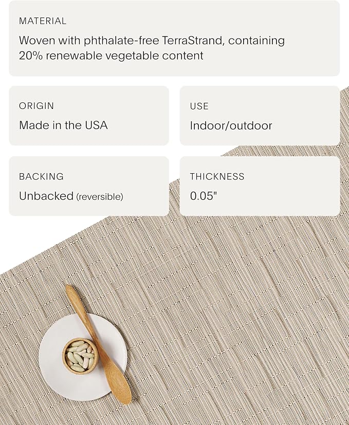 Chilewich Bamboo Placemats Set of 4, Woven Oval Placemats | Reusable, Stain-Resistant, Indoor/Outdoor Tabletop Protection, 19" x 14", Oat