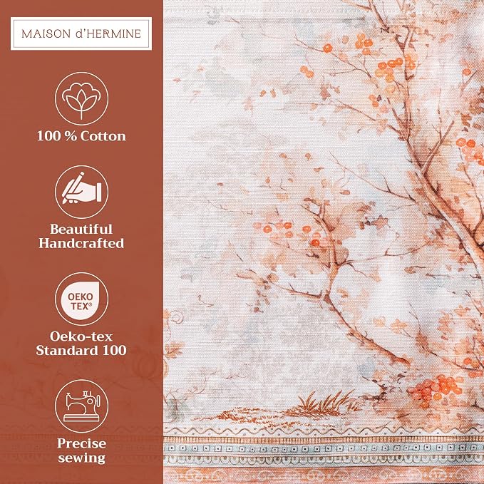 Maison d' Hermine Placemats Set of 4 Reusable 100% Cotton (13"x19") | Cloth Place Mats Washable Table Mats for Kitchen Dining Party Wedding Hotel Home Thanksgiving Christmas - Giving Thanks