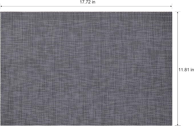 Placemats Set of 6 Washable Indoor(Black) | Outdoor Vinyl Place Mats for Dining Table Durable Non-Slip Heat Resistant PVC Weave Table Mats
