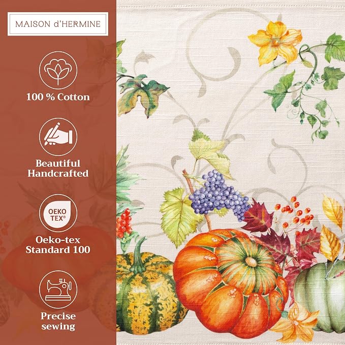 Maison d' Hermine Placemats Set of 4 Reusable 100% Cotton (13"x19") | Cloth Place Mats Washable Table Mats for Kitchen Dining Party Wedding Hotel Home Thanksgiving Christmas - Lumina