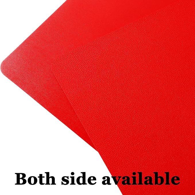 Wipeable Placemats Leather Table Mats Waterproof Heat-Resistant Easy to Clean for Dining Table Set Kitchen Table (4, Red)