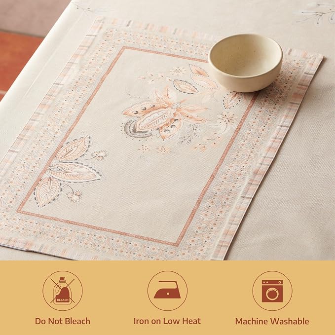 Maison d' Hermine Placemats Set of 4 Reusable 100% Combed Cotton (13"x19") | Cloth Place Mats Washable Table Mats for Kitchen Dining Party Wedding Hotel Home Restaurant Spring Summer - Society Florals