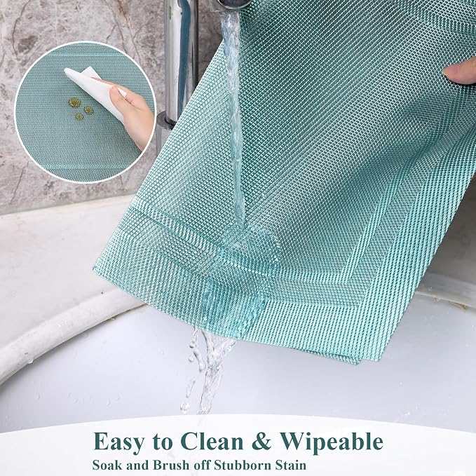 SHACOS Woven Vinyl Placemats Set of 4 Wipe Clean Place Mats for Dining Table Heat Resistant PVC Weave Table Mats Indoor Outdoor (4, Frame Light Turquoise)
