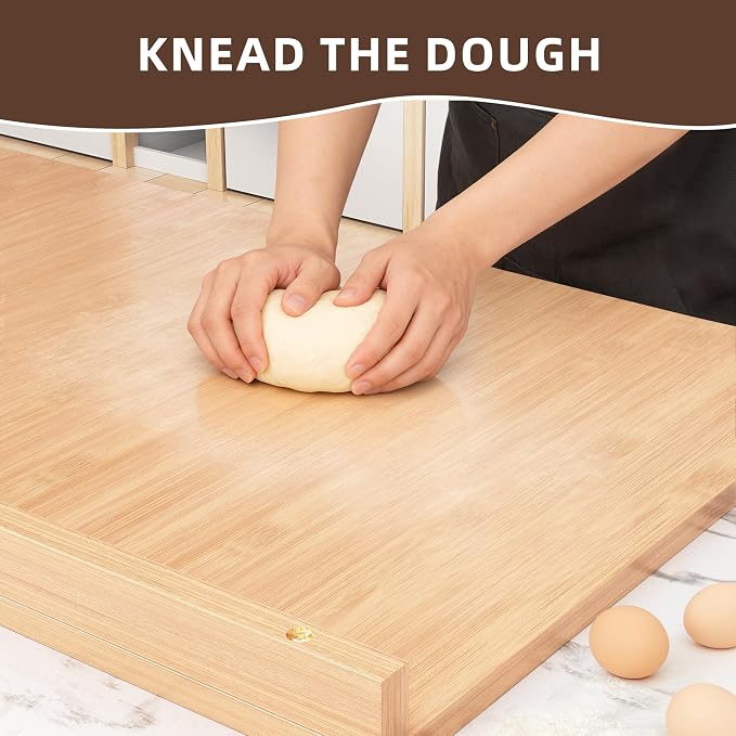 Wooden Pastry Board, Cutting Board with Counter Edge, Reversible Kneading Board for Rolling Dough Bread, Chopping Board with Lip 24X 15.8 in (bamboo D)
