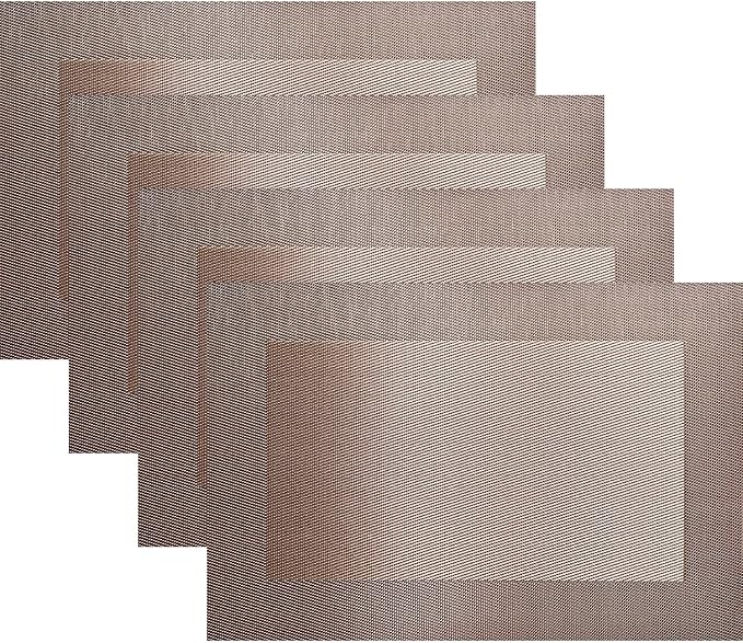 Vinyl Placemats Heat-Resistant Table Mats Washable Easy Clean Plastic Place Mats for Dining Table Set of 4 (Champagne)