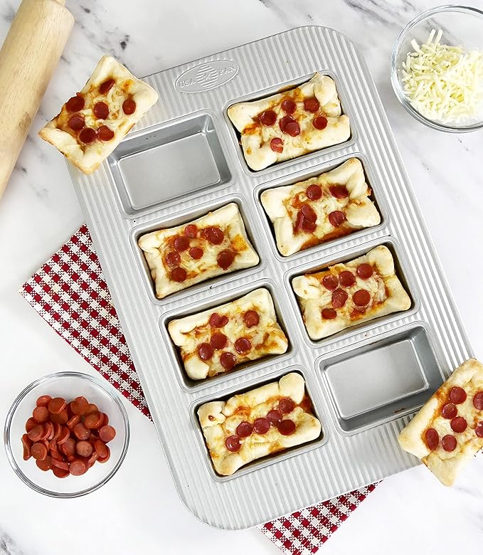 USA Pan Bakeware Nonstick Mini Loaf Pan, 8-Well