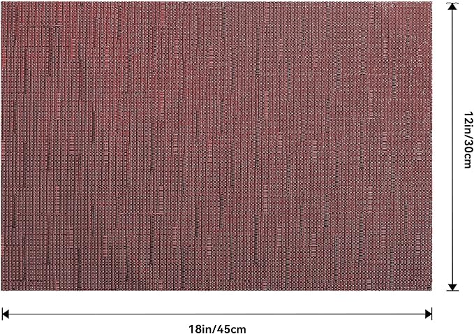 Leetaltree Burgundy Placemats Set of 8 - Heat Resistant Non-Slip Place mats for Dining Table, Washable Durable PVC Vinyl Woven Table Mats（Burgundy, 8）