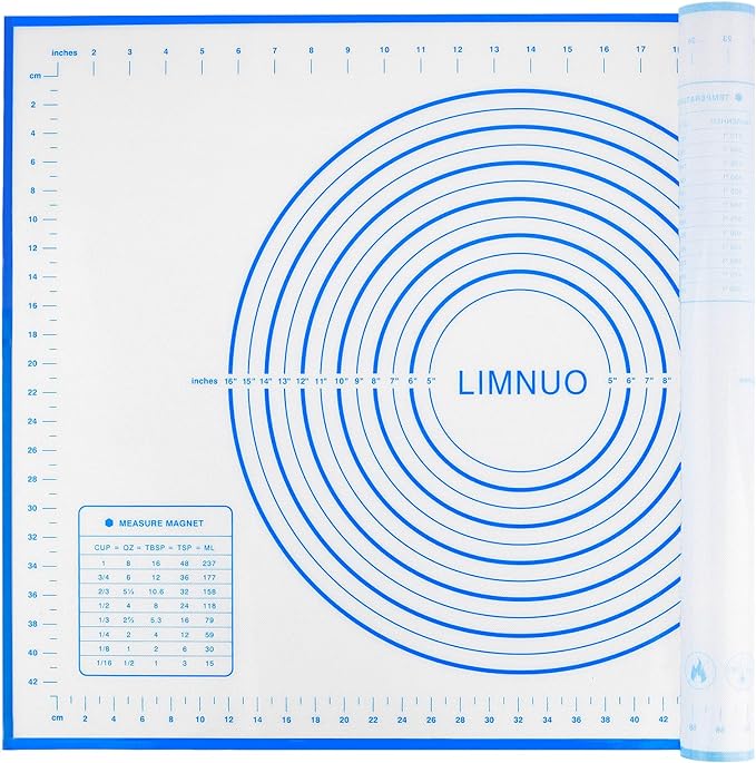 Silicone Baking Mat，Non Stick Rolling Dough with Measurements for Pie Pizza Cookies Fondant Making，Extra Thick Non Slip Silicone Pastry Mat (Blue, XL-20"×28")