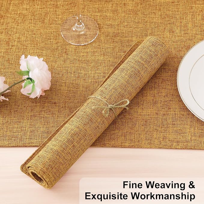 Homaxy Cloths Placemats for Dining Table Set of 6, 13" x 19", Amber | Heat Resistant, Washable, Cotton Linen Blend Table Mats, Easy to Clean Place Mats, Indoor Outdoor