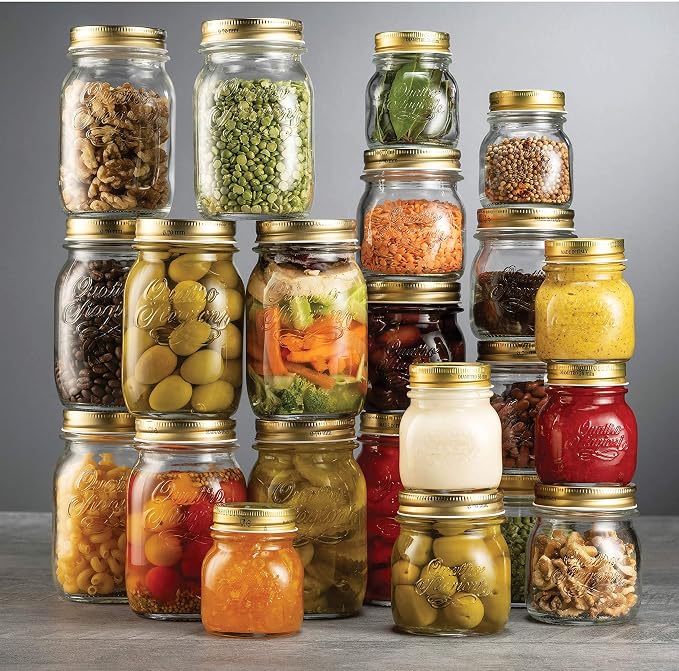 Bormioli Rocco Quattro Stagioni Small Glass Mason Jars 5 Ounce Mini Jars (6-Pack) with Metal Airtight Lid, For Jam, Jelly, baby food, Crafts, Spices, Dry Food Storage, Wedding favors, Decorating Jar