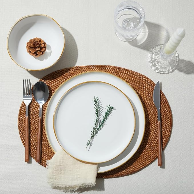 32 Piece White Dinnerware Set with Pasta Bowls, Reactive Glaze Stoneware for 8 | Perfect for Multi‑Course Dinners, Hosting Large Groups, Holiday Serving Needs