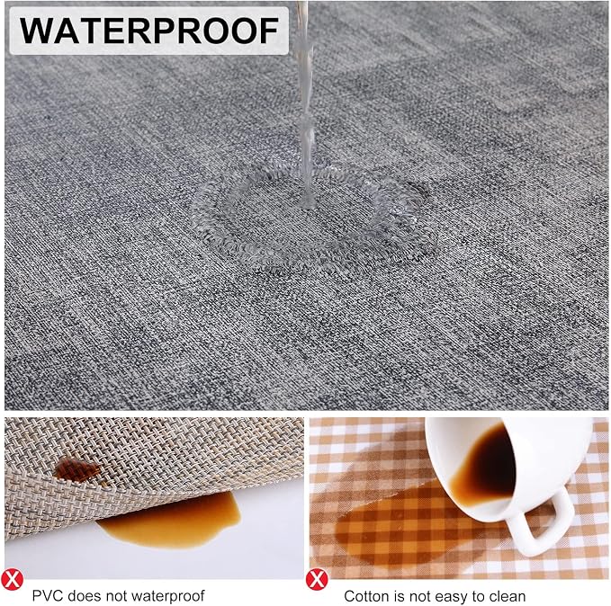 Faux Leather Heat Resistant Placemats 12 Packs, Waterproof Wipeable Dining PU Place Mats for Indoor & Outdoor, Easy to Clean, Smokey Grey