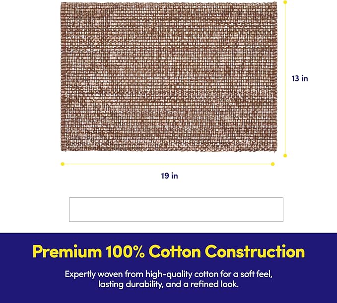 Sweet Home Collection 100% Cotton Placemats for Dining Room Rectangle Two Tone Woven Fabric 13" x 19" Soft Durable Table Mat Set, Set of 4, Chocolate
