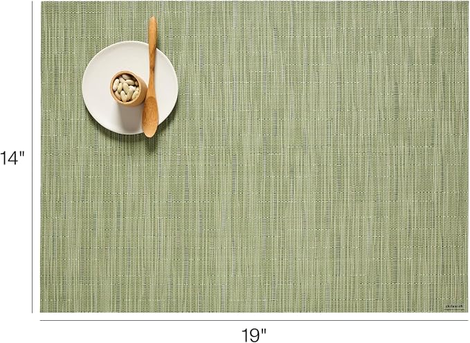 Chilewich Bamboo Placemats Set of 4, Woven Rectangle Placemats | Reusable, Stain-Resistant, Indoor/Outdoor Tabletop Protection, 19" x 14", Spring Green