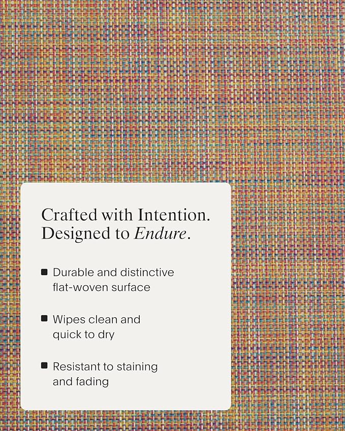 Chilewich Mini Basketweave Placemats, Round Woven Placemats Set of 4 | Reusable, Stain-Resistant, Indoor/Outdoor Tabletop Protection, Confetti, 15" Round
