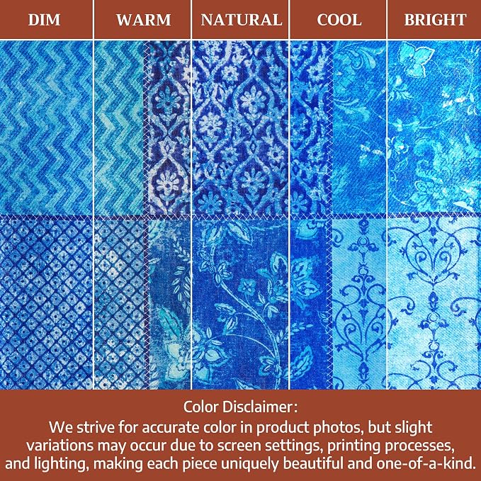 Maison d' Hermine Placemats Set of 4 Reusable 100% Cotton (13"x19") | Cloth Place Mats Washable Table Mats for Kitchen Dining Party Wedding Hotel Home Restaurant Spring Summer - Indigo Love