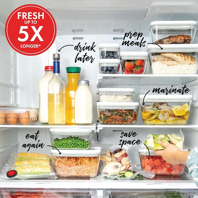 ZWILLING Fresh & Save 2-Piece Small Glass Vacuum Sealer Food Storage Containers with Airtight Lids