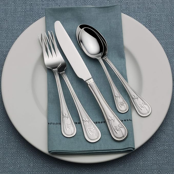 Towle Everyday Palm Breeze Flatware Service for 4, 20 Piece Set, 18/0 Stainless Steel, Silverware Set