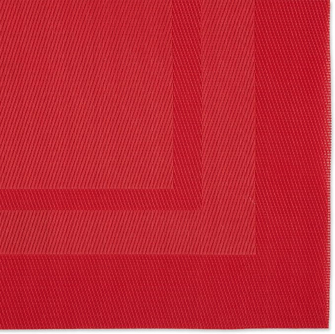 DII PVC Tabletop Collection Woven Indoor/Outdoor, Placemat Set, 13x17.25, Tango Red, 6 Piece